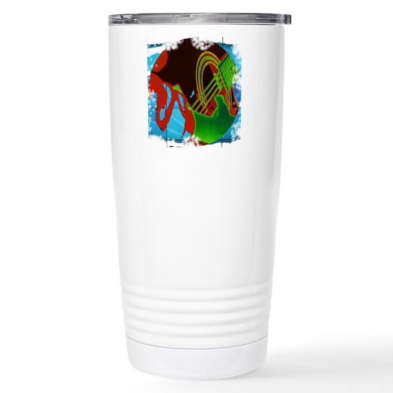 CafePress - Neon Guitar Strum Stainless Steel Travel Mug - Insulated Stainless Steel Travel Tumbler 20 oz.