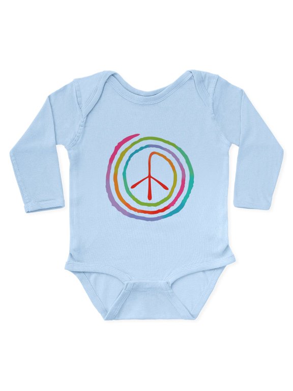 - Neon Spiral Peace Sign II Body Suit - Long Sleeve Cotton Baby Bodysuit
