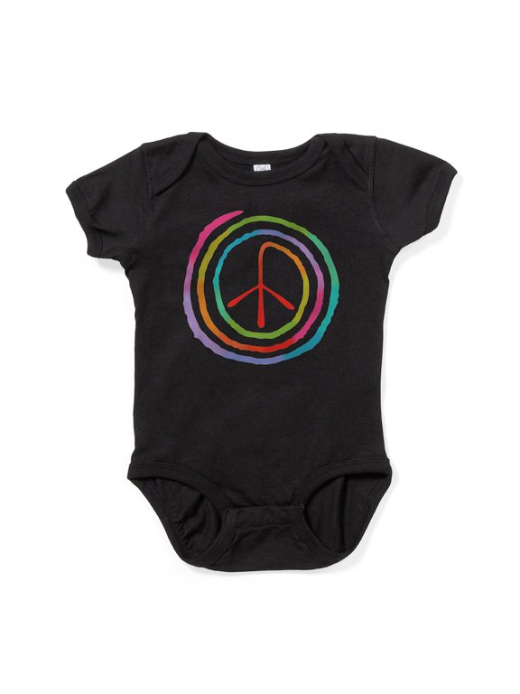 - Neon Spiral Peace Sign II Infant Bodysuit - Cute Infant Bodysuit Baby Romper - Size Newborn - 24 Months