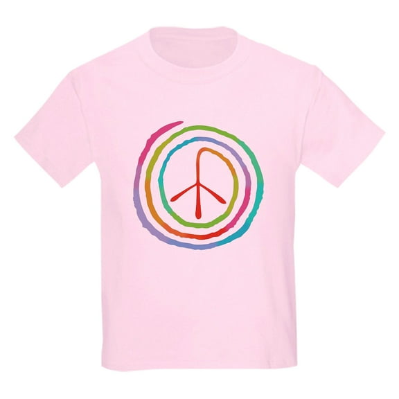 CafePress - Neon Spiral Peace Sign II Kids Light T Shirt - Light T-Shirt Kids XS-XL