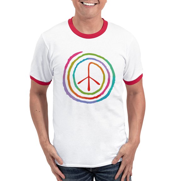 CafePress - Neon Spiral Peace Sign II Ringer T - 100% Cotton Ringed T-Shirt