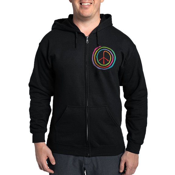 CafePress - Neon Spiral Peace Sign II Zip Hoodie (Dark) - Zip Hoodie, Classic Hooded Sweatshirt with Metal Zipper