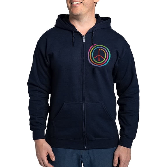 CafePress - Neon Spiral Peace Sign II Zip Hoodie (Dark) - Zip Hoodie, Classic Hooded Sweatshirt with Metal Zipper