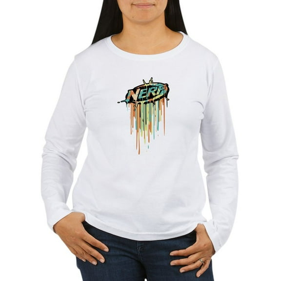 CafePress - Nerf Classic Melted Logo Long Sleeve T Shirt - Women's Long Sleeve Graphic Casual T-Shirt