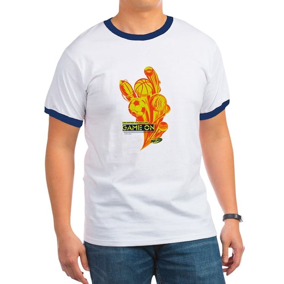 CafePress - Nerf Game On Sports T Shirt - 100% Cotton Ringed T-Shirt