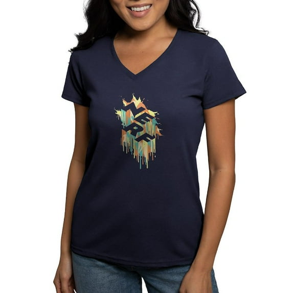CafePress - Nerf Melted Camo T Shirt - Women's V-Neck Dark T-Shirt