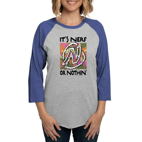 CafePress - Nerf Or Nothin Camo Long Sleeve T Shirt - Womens Baseball Tee