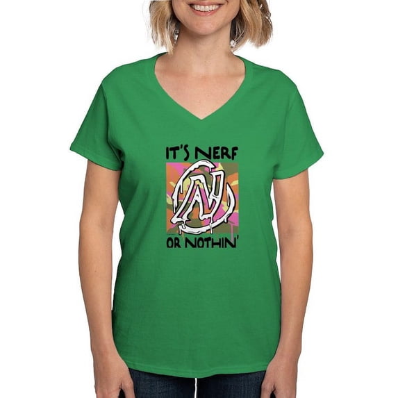 CafePress - Nerf Or Nothin Camo T Shirt - Women's V-Neck Dark T-Shirt