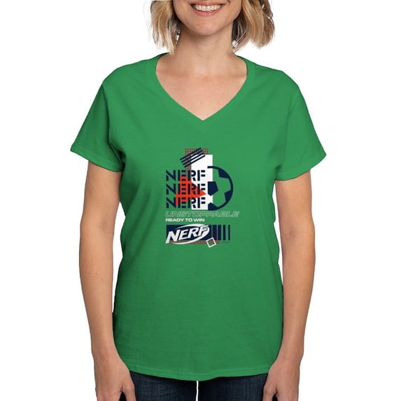 CafePress - Nerf Soccer Unstoppable T Shirt - Women's V-Neck Dark T-Shirt