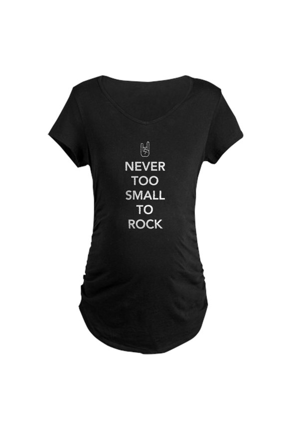 - Never Too Small To Rock Maternity T Shirt - Maternity Dark T-Shirt