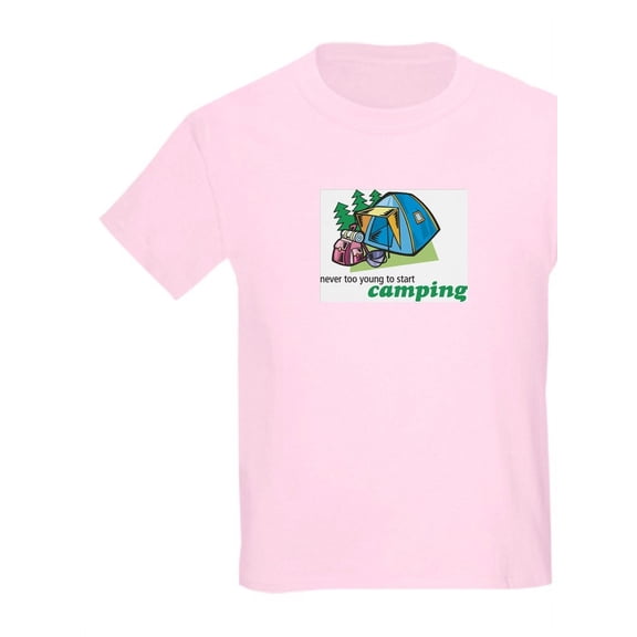 CafePress - Never Too Young To Start Camping Kids T Shirt - Light T-Shirt Kids XS-XL
