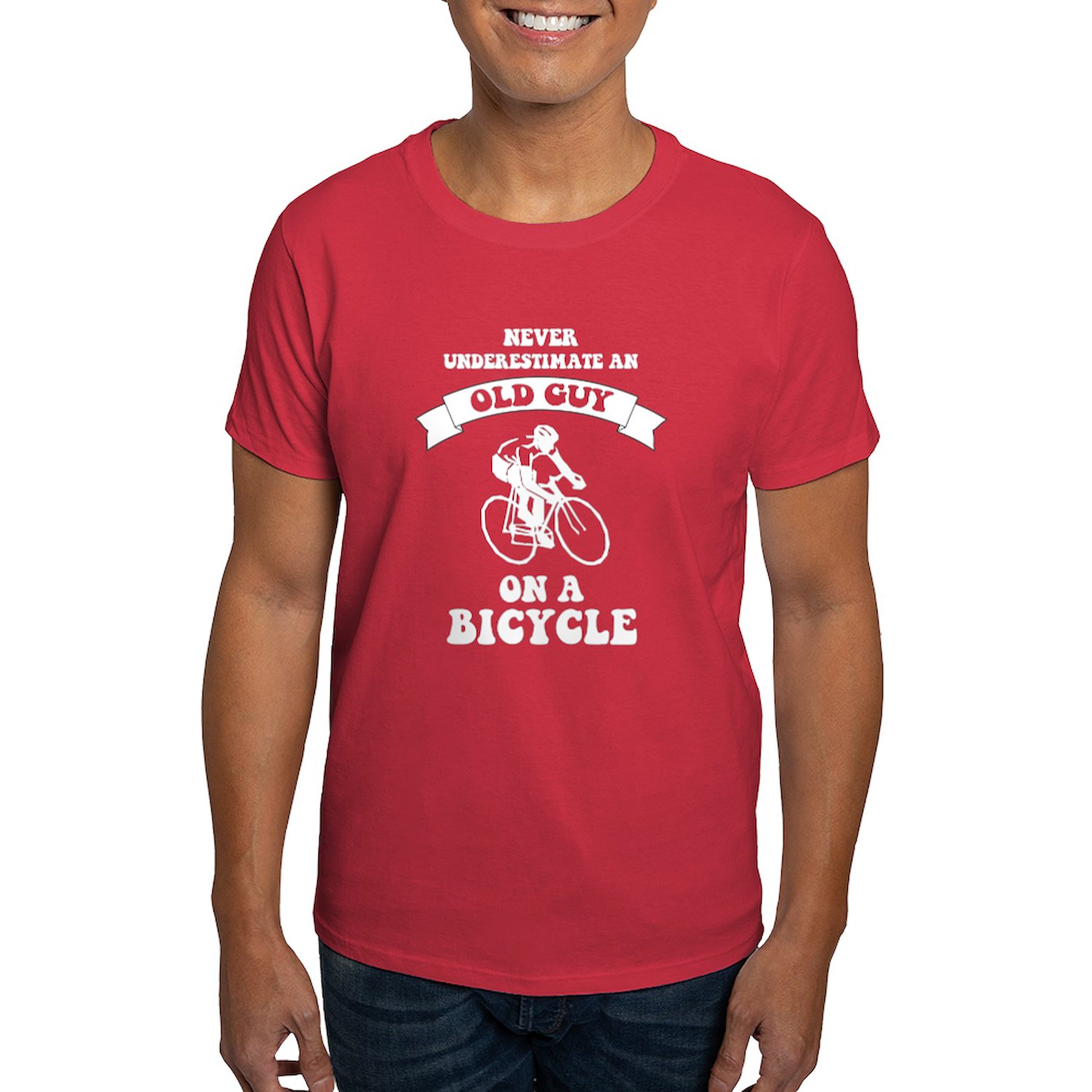 CafePress - Never Underestimate An Old Guy On A Bicycl T Shirt - 100% Cotton T-Shirt - image 1 of 4