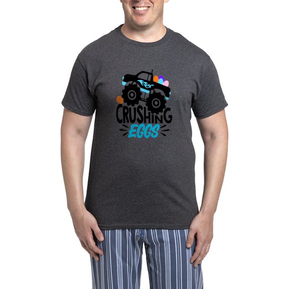 CafePress - New Easter Monster Truck C Men's Charcoal Pajamas - Men's Loose Fit, Cotton - 2 Piece Pajama Set