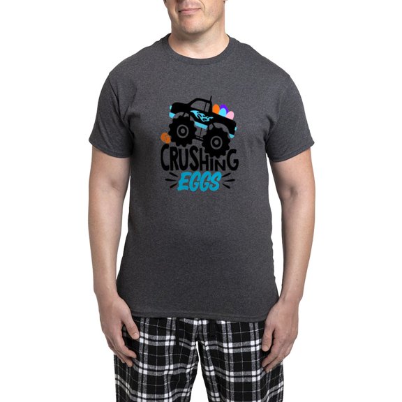 CafePress - New Easter Monster Truck C Men's Charcoal Pajamas - Men's Loose Fit, Cotton - 2 Piece Pajama Set