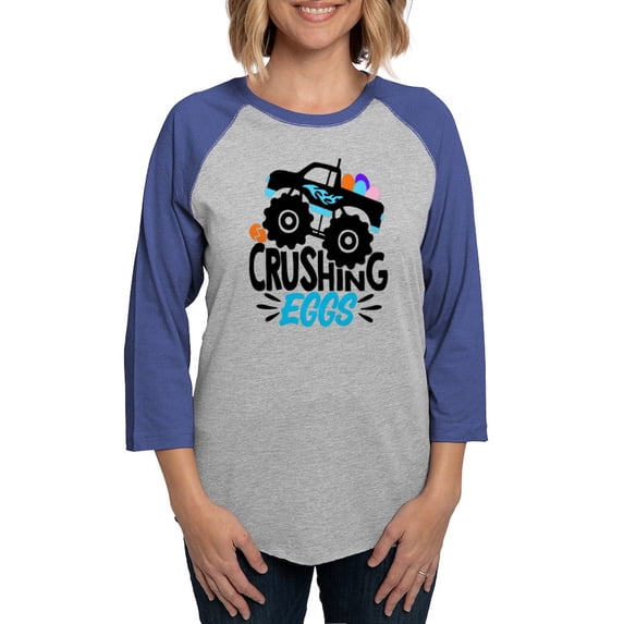 CafePress - New Easter Monster Truck Crush Long Sleeve T Shirt - Womens Baseball Tee