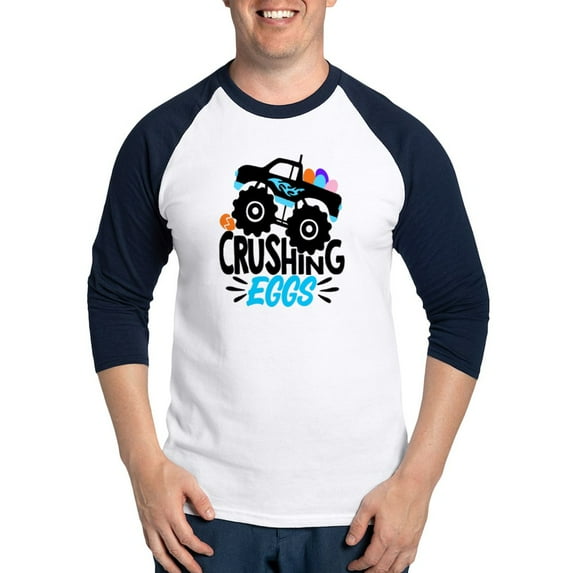 CafePress - New Easter Monster Truck Crushing Baseball Jersey - Cotton Baseball Jersey, 3/4 Raglan Sleeve Shirt