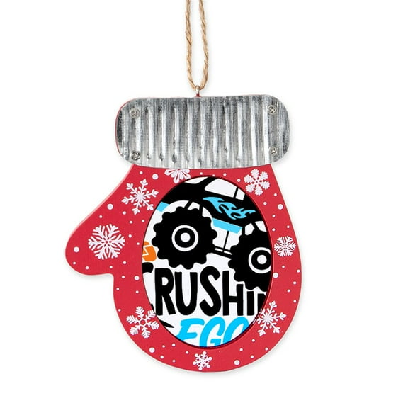 CafePress - New Easter Monster Truck Crushing Eggs - Mitten 4" Holiday Ornament