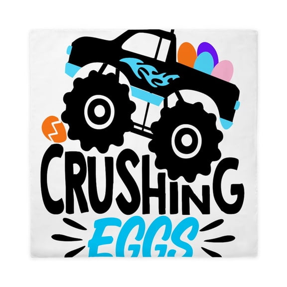 CafePress - New Easter Monster Truck Crushing Eggs - Queen Duvet