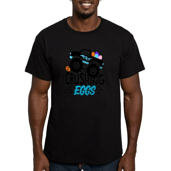 CafePress - New Easter Monster Truck Crushing Eggs T Shirt - Men's Fitted T-Shirt