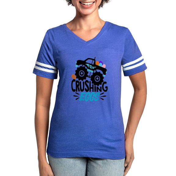 CafePress - New Easter Monster Truck Crushing Eggs T Shirt - Womens Football Shirt