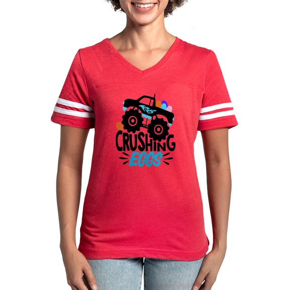 CafePress - New Easter Monster Truck Crushing Eggs T Shirt - Womens Football Shirt