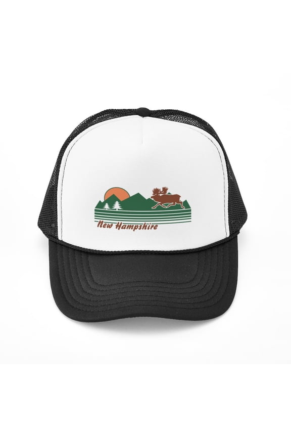 - New Hampshire - Adjustable Unisex Printed Trucker Hat with Mesh Back
