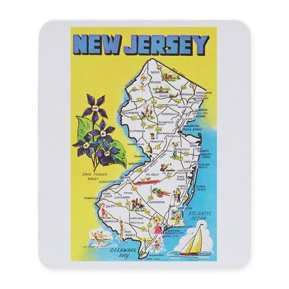 CafePress - New Jersey Map Greetings Mousepad - Non-slip Rubber Mousepad, Gaming Mouse Pad