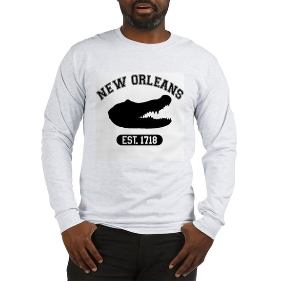 CafePress - New Orleans, Est. 1718 Gator Long Sleeve T Shirt - Unisex Cotton Long Sleeve T-Shirt