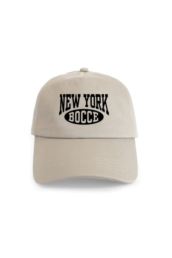 - New York Bocce Cap - Adjustable 100% Brushed Unisex Casual Cotton Baseball Cap, Beige, 1