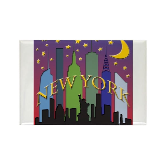 CafePress - New York City Skyline Rainbow - Rectangle Magnet, 2"x3" Refrigerator Magnet
