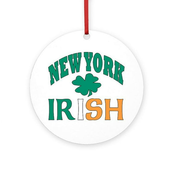 CafePress - New York Irish -  Round Wood Ornament 4"