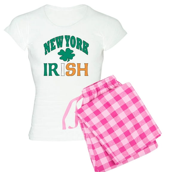 CafePress - New York Irish Women's Light Pajamas - Women's Short Sleeve Print T-Shirt and Pants Light Cotton Pajama Set
