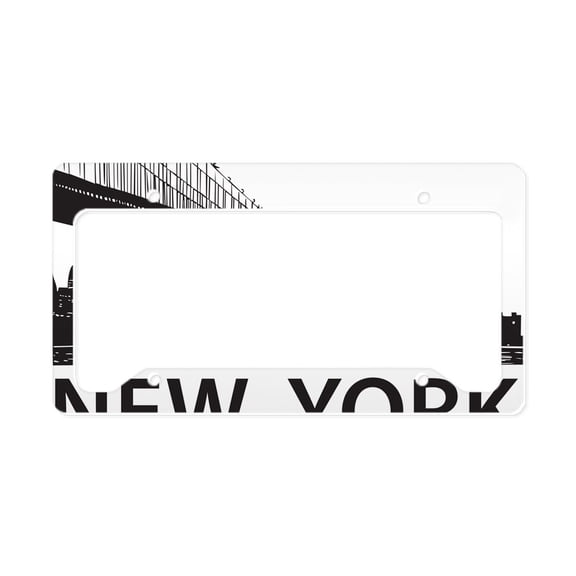 CafePress - New York Skyline License Plate Holder - Aluminum License Plate Frame, License Tag Holder