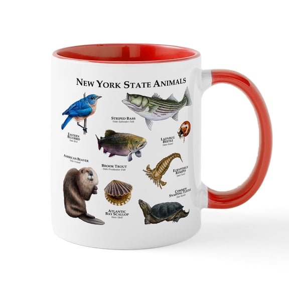 CafePress - New York State Animals Mug - 11 oz Ceramic Mug - Novelty Coffee Tea Cup