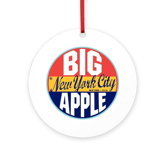 CafePress - New York Vintage Label - Round Wood Ornament 4"