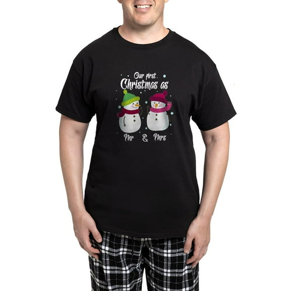 CafePress - Newlyweds New Husband Wife First Christmas Pajamas - Men's Dark Loose Fit Cotton Pajama Set