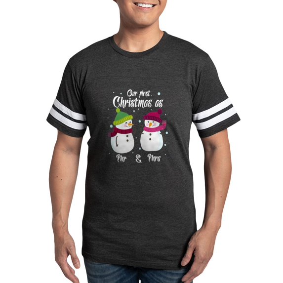 CafePress - Newlyweds New Husband Wife First Christmas T Shirt - Mens Football Shirt