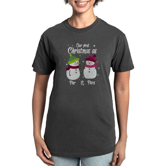 CafePress - Newlyweds New Husband Wife First Christmas T Shirt - Womens Comfort Colors® Shirt