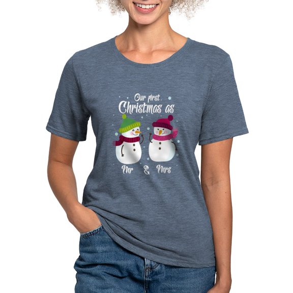 CafePress - Newlyweds New Husband Wife First Christmas T Shirt - Womens Tri-blend T-Shirt