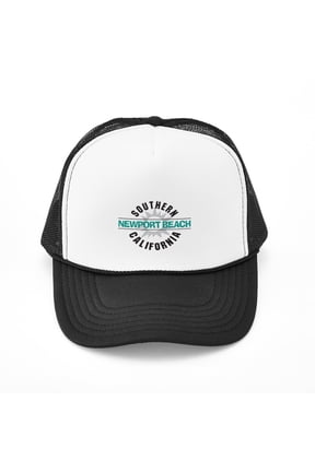 - Newport Beach California - Adjustable Unisex Printed Trucker Hat with Mesh Back
