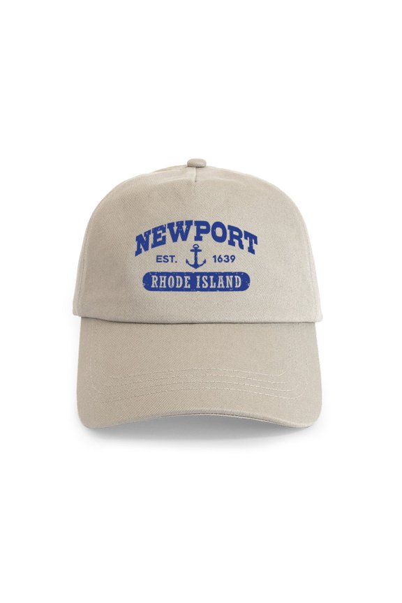 - Newport Rhode Island Cap - Adjustable 100% Brushed Unisex Casual Cotton Baseball Cap, Beige, 1
