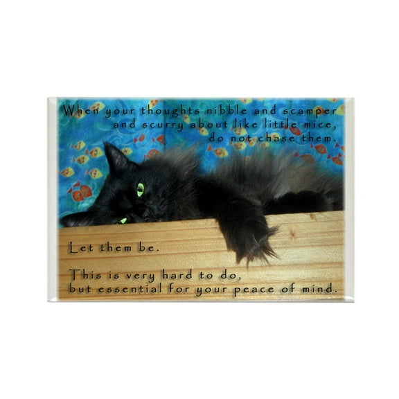 CafePress - Nibbling Thoughts Black Cat - Rectangle Magnet, 2"x3" Refrigerator Magnet