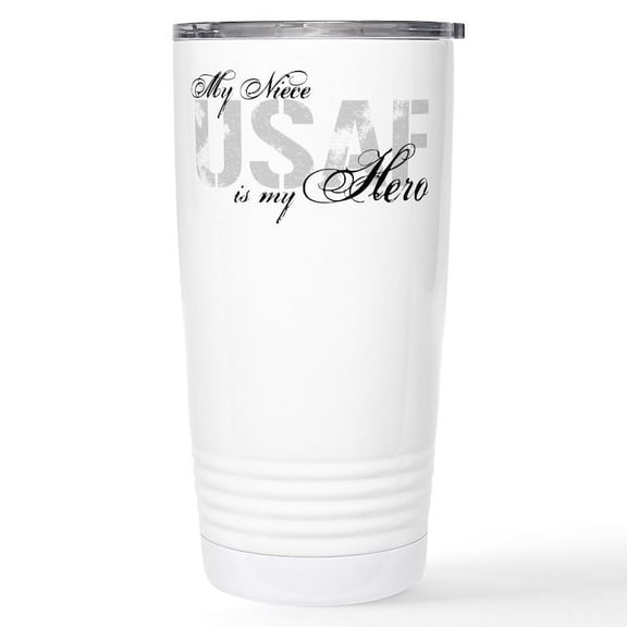 CafePress - Niece Is My Hero USAF Stainless Steel Travel Mug - Insulated Stainless Steel Travel Tumbler 20 oz.
