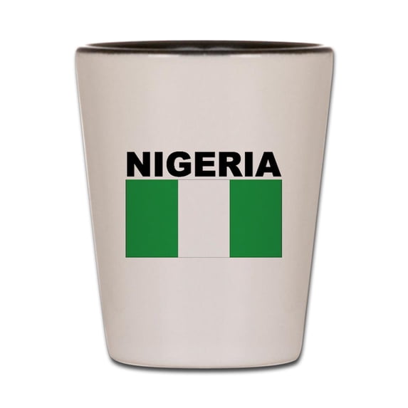 CafePress - Nigeria Flag - White/Black Shot Glass, Unique and Funny Shot Glass