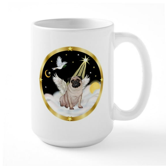 CafePress - Night Flight/ Pug Large Mug - 15 oz Ceramic Large White Novelty Mug