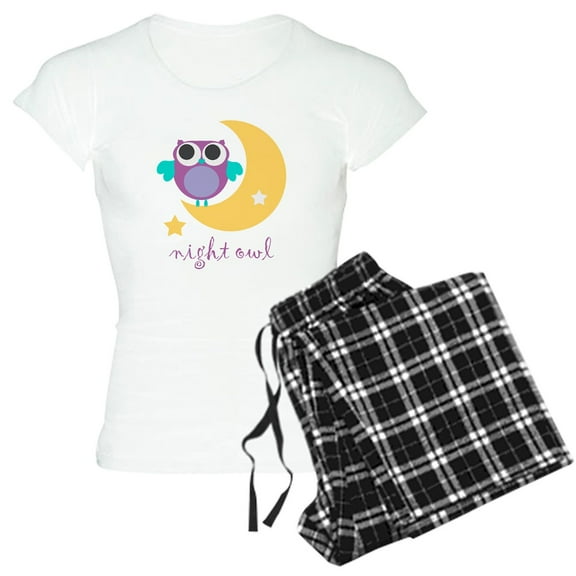 CafePress - Night Owl With Moon And Star Women's Light Paj - Women's Short Sleeve Print T-Shirt and Pants Light Cotton Pajama Set