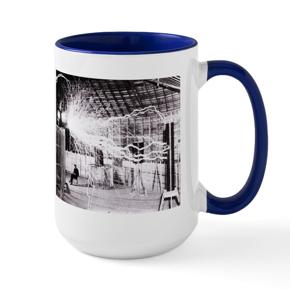 CafePress - Nikola Tesla Mugs - 15 oz Ceramic Large White Novelty Mug