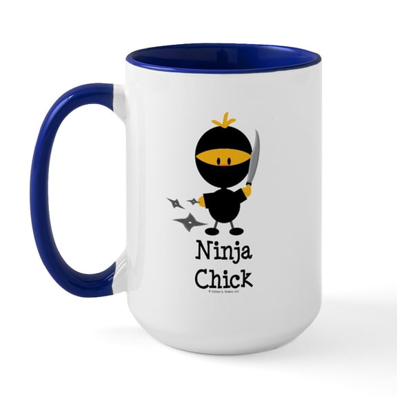 CafePress - Ninja Chick Large Mug - 15 oz Ceramic Large White Novelty Mug