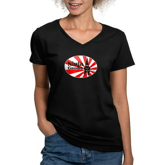 CafePress - Ninja Gnome Women's V Neck Dark T Shirt - Women's V-Neck Dark T-Shirt