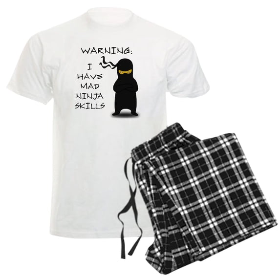 CafePress - Ninja Warning Men's Light Pajamas - Men's Light Loose Fit Cotton Pajama Set